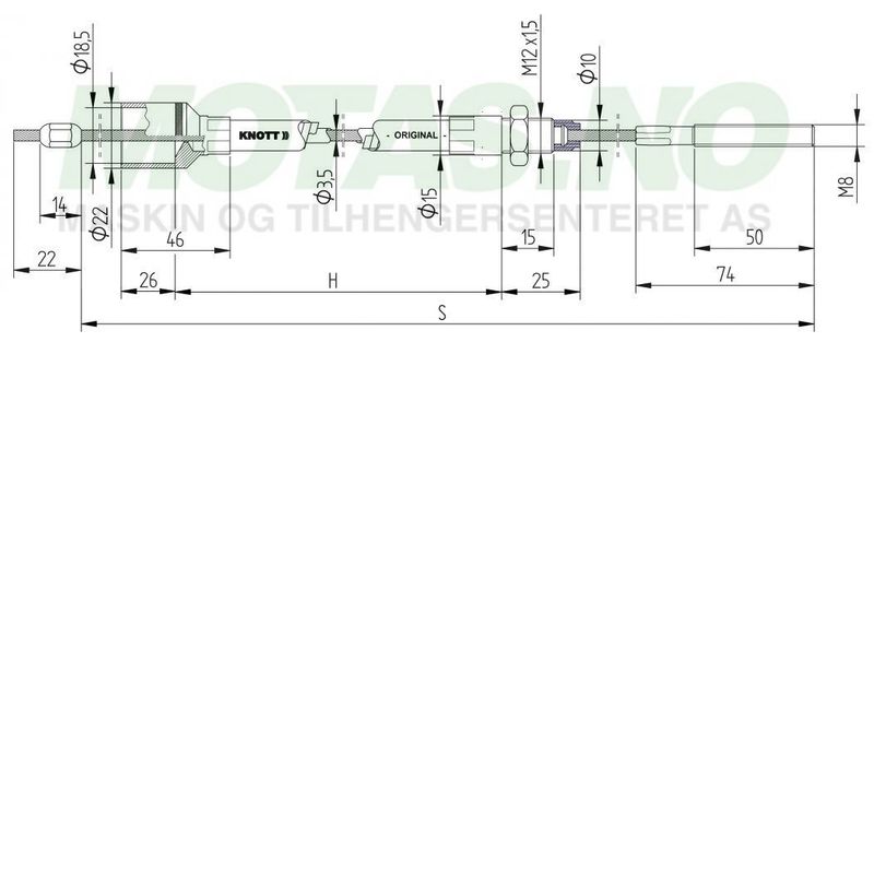 Bremsewire Knott M8 (1030/1240) rustfritt